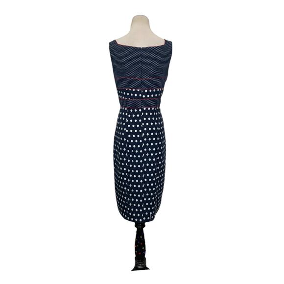 Bigio collection Blue sleeveless polka dot sheath blue lined dress size 10 - Picture 2 of 9